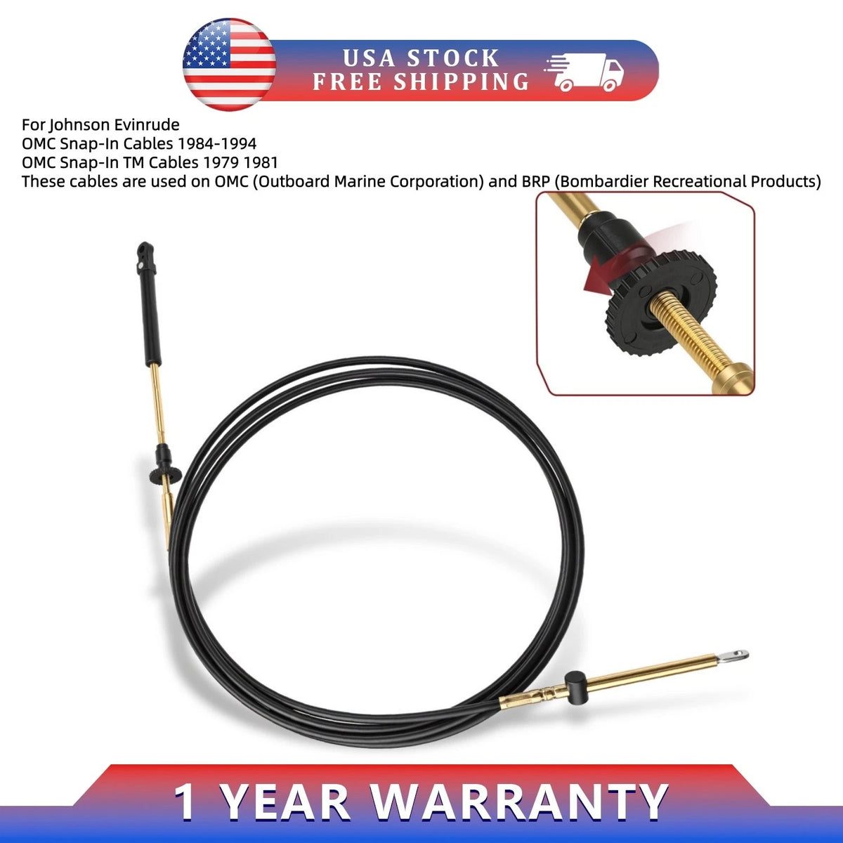 Throttle Shift Remote Control Cable for Johnson Evinrude OMC BRP (2014) 0173114