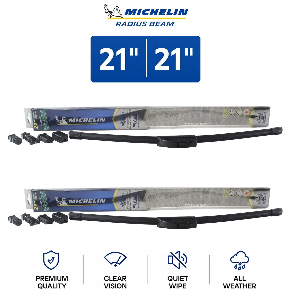 Set of 2 Michelin Radius Beam Wiper Blades for Audi Cabriolet (1994)