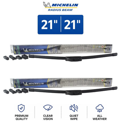 Set of 2 Michelin Radius Beam Wiper Blades for Audi Cabriolet (1994)