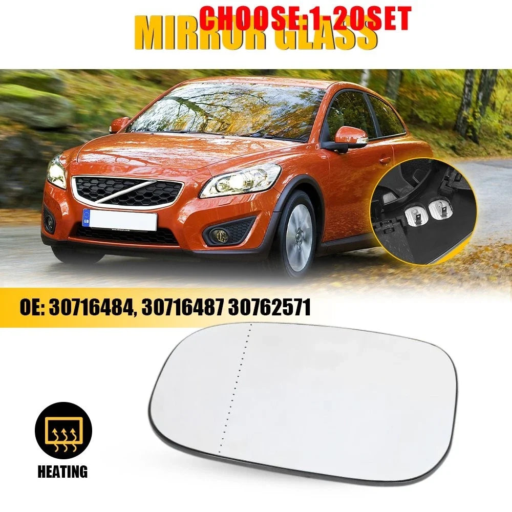 Left Side Heated Mirror Glass for Volvo S80/S40 (2007–2011), C30/C70 (2007–2012)