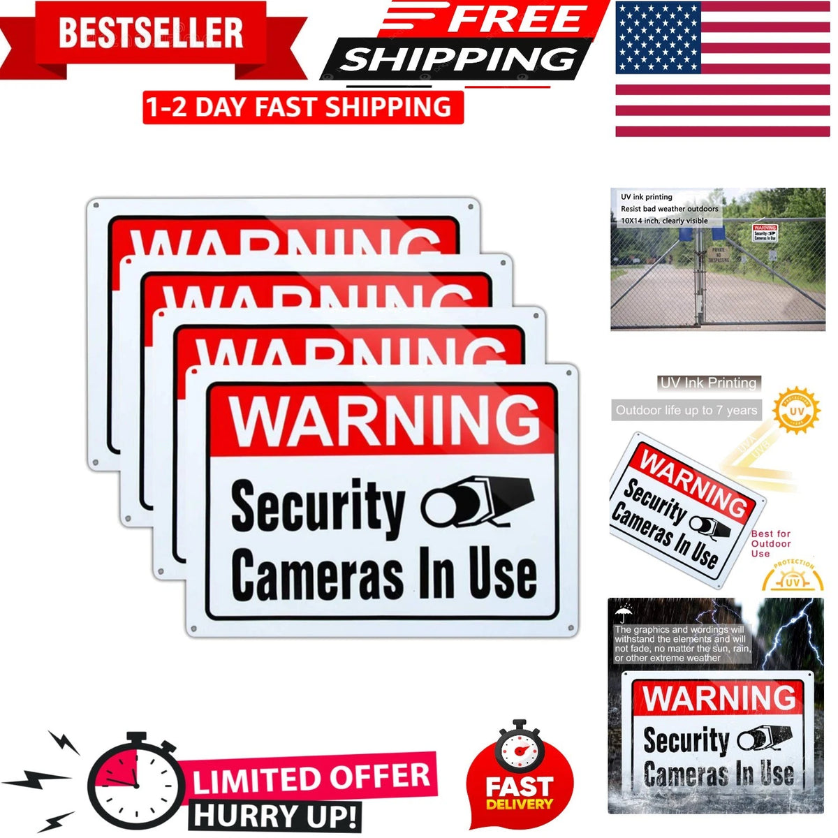 Video Surveillance Sign for Security Cameras in Use