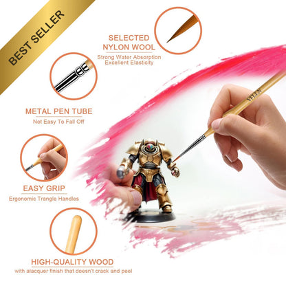 6Pcs Detail Miniature Paint Brushes Set for Acrylic Oil Figurine