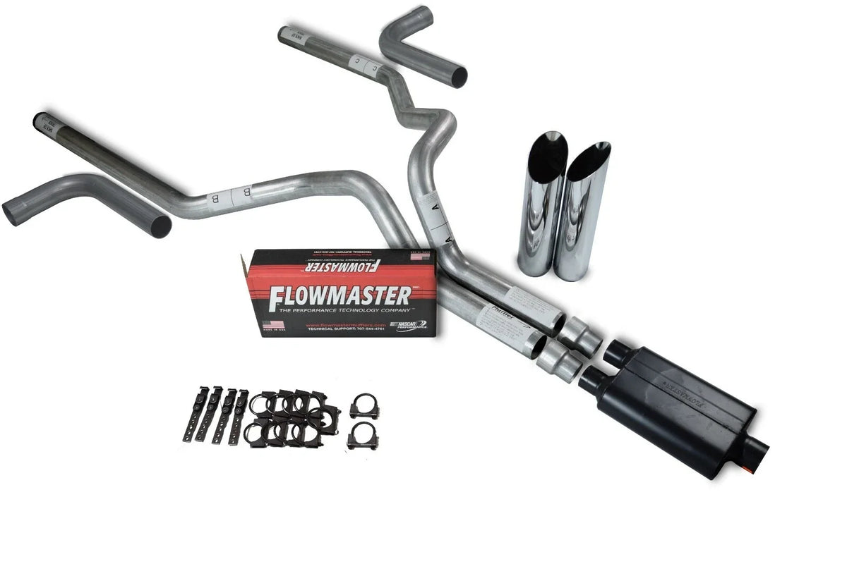 3" Dual Exhaust Kit for Chevy GMC 1500 (2007–2014) - Flowmaster Super 44, Slash Tip