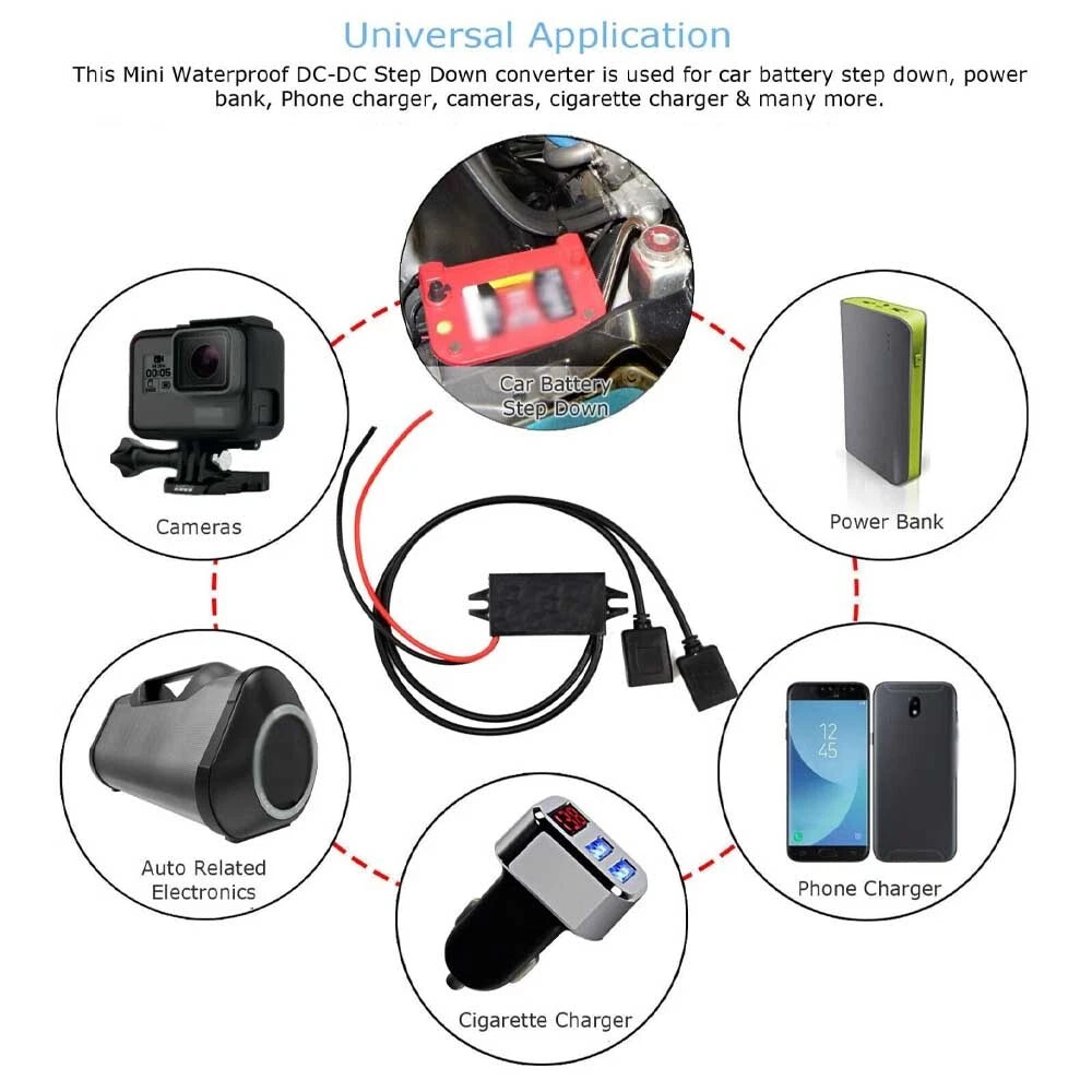 5V 3A USB Converter Regulator Adapter for Car Charger (DC 12V)