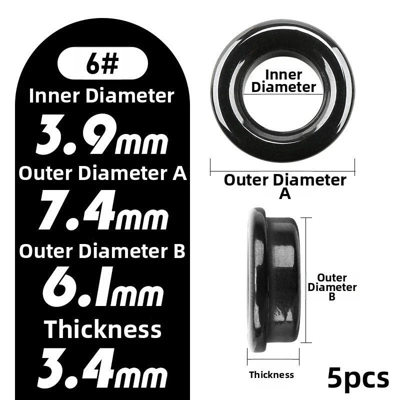 Fishing Rod Rings Set of 5 Nickel Plated Black OD 6-23.7mm