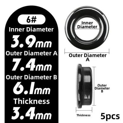 Fishing Rod Rings Set of 5 Nickel Plated Black OD 6-23.7mm