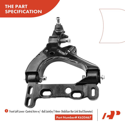 Set of 6 Front Control Arms with Ball Joints for Chevy Trailblazer (2004–2007) - 19133638, 22157320, K6664