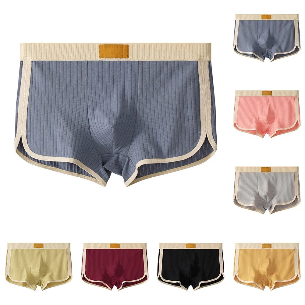 Set of 4 Men's Solid Color Boxer Briefs Cotton Comfortable Breathable