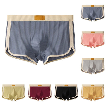 Set of 4 Men's Solid Color Boxer Briefs Cotton Comfortable Breathable