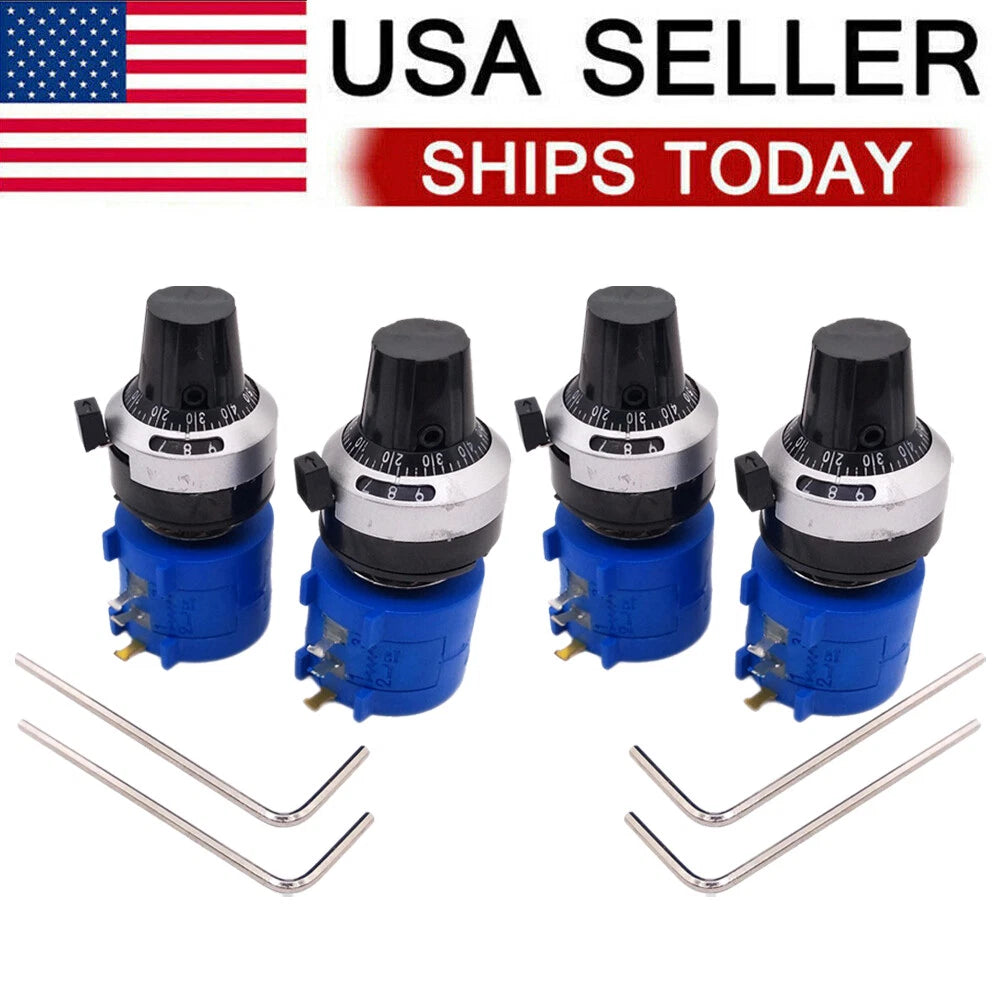 4 Sets 5K Ohm 3590S Potentiometer 10 Turn Rotary Knob for