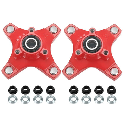 2 Front Red Wheel Hubs & Flange Lug Nuts for Honda Sportrax 400 TRX400EX (2002–2008)