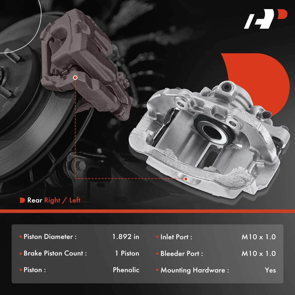 Rear Brake Caliper with Bracket for Chevrolet Blazer GMC Jimmy (1998–2005)