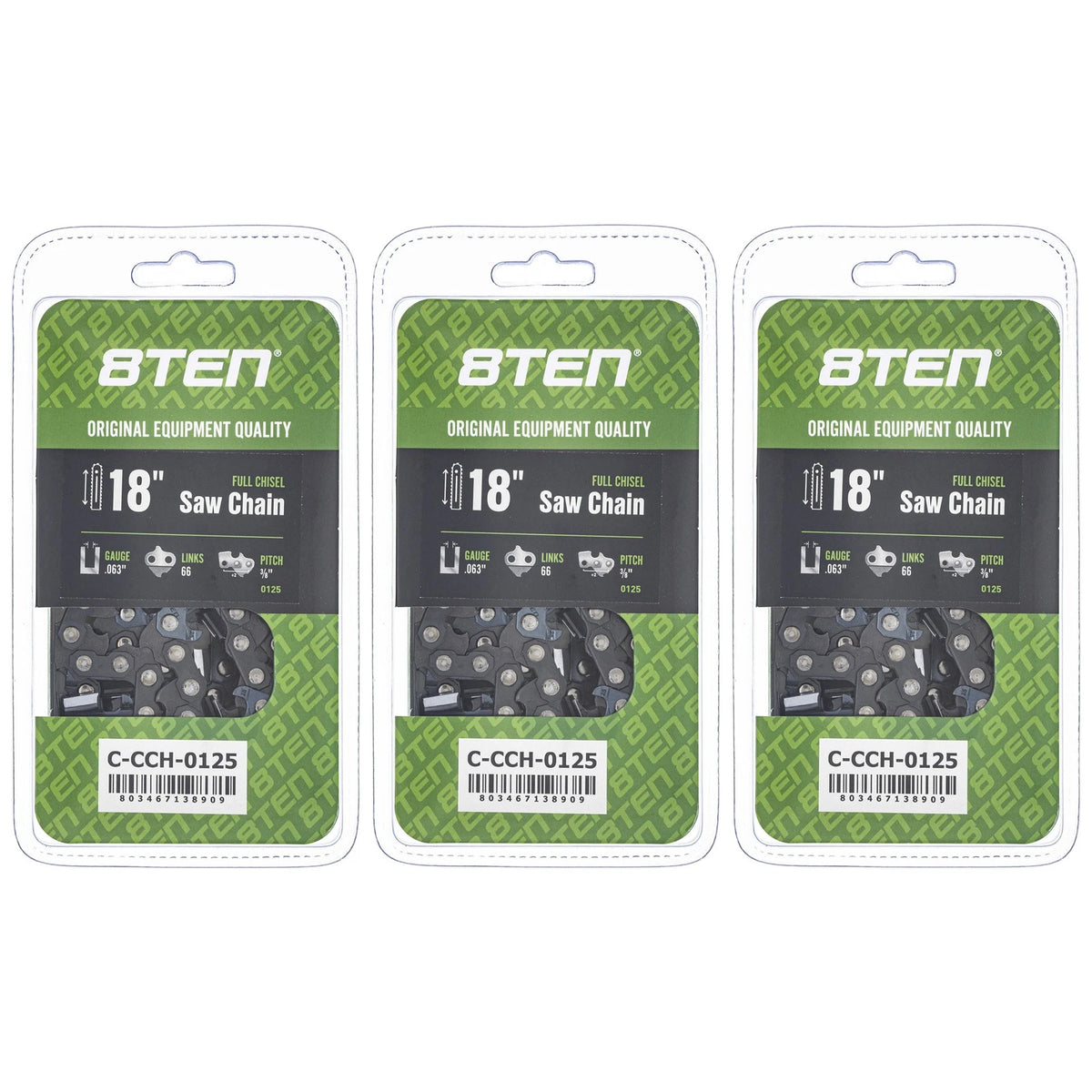 3-Pack Chainsaw Chain 18 Inch .063 3/8 66DL for Stihl 039 036 038 041 064 032