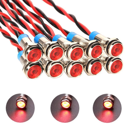 10pcs 6mm LED Metal Indicator Light for AC/DC Applications (12-24V)