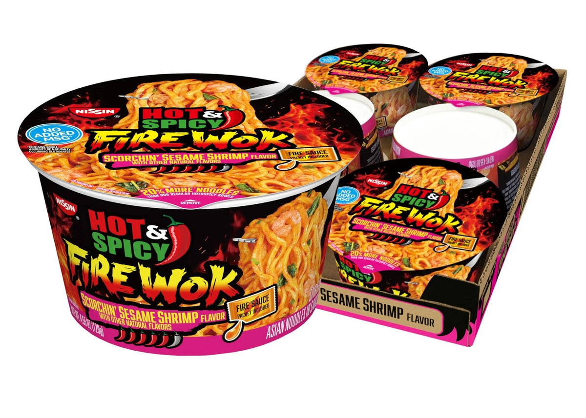 Nissin Hot & Spicy Fire Wok Scorchin' Sesame Shrimp (Pack of 6)