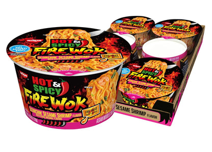 Nissin Hot & Spicy Fire Wok Scorchin' Sesame Shrimp (Pack of 6)