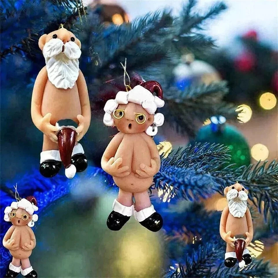 2X Resin Santa Claus Ornaments for Christmas Tree Hanger