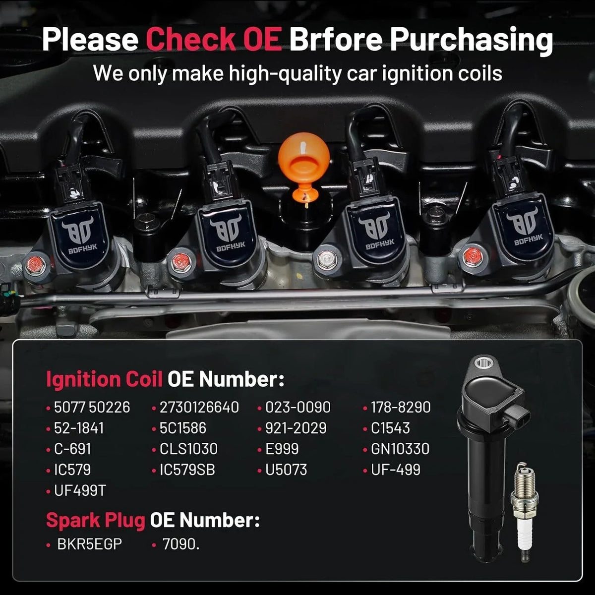 4X Ignition Coil & Spark Plugs for Kia Rio5 (2006–2011) UF499 2730126640