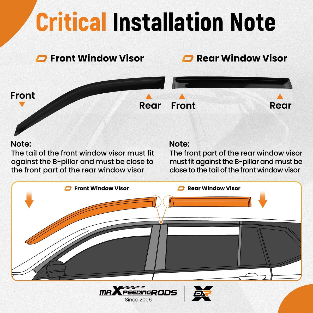 Window Visors Rain Guards for Toyota Tacoma Double Cab (2016–2023) Black