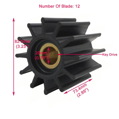 Water Pump Impeller Kit for Jabsco Johnson Sherwood (18958-0001, 17000K)