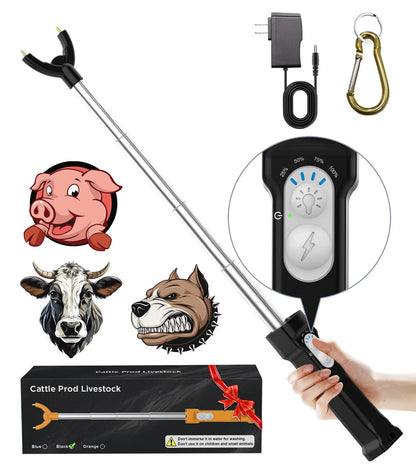 Rechargeable Cattle Prod with LED Light for Cattle Handling (37 Inch)