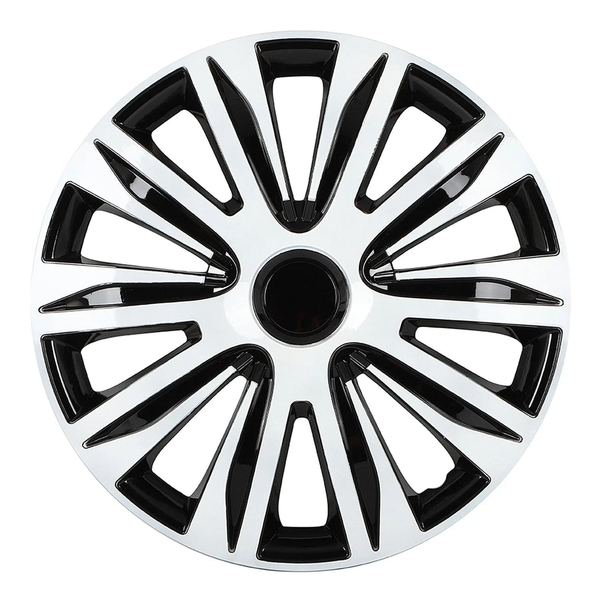 Set of 4 Wheel Hub Caps for R17 Tire & Rim - Snap On Black & White