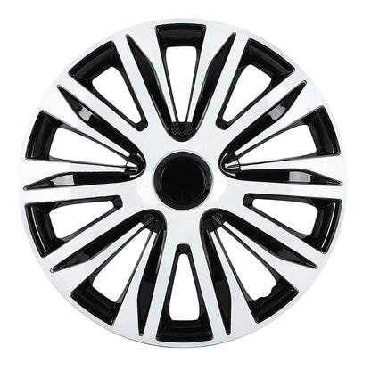 Set of 4 Wheel Hub Caps for R17 Tire & Rim - Snap On Black & White