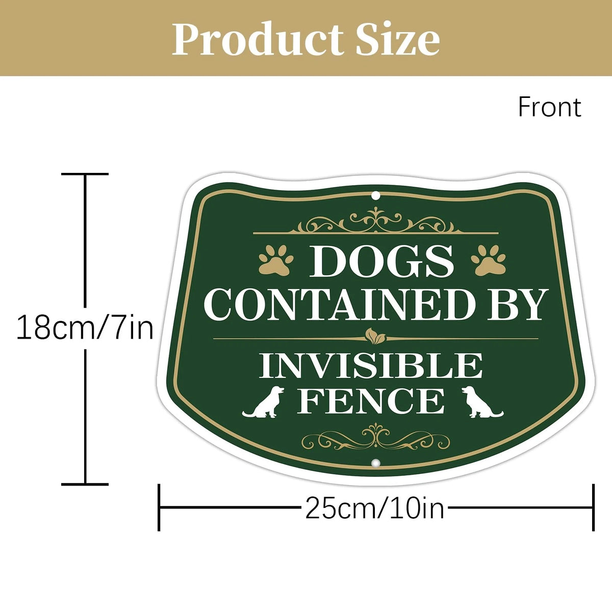 Pack of 2 Dogs Contained by Fence Signs - 10” x 7” Rust Free Aluminum