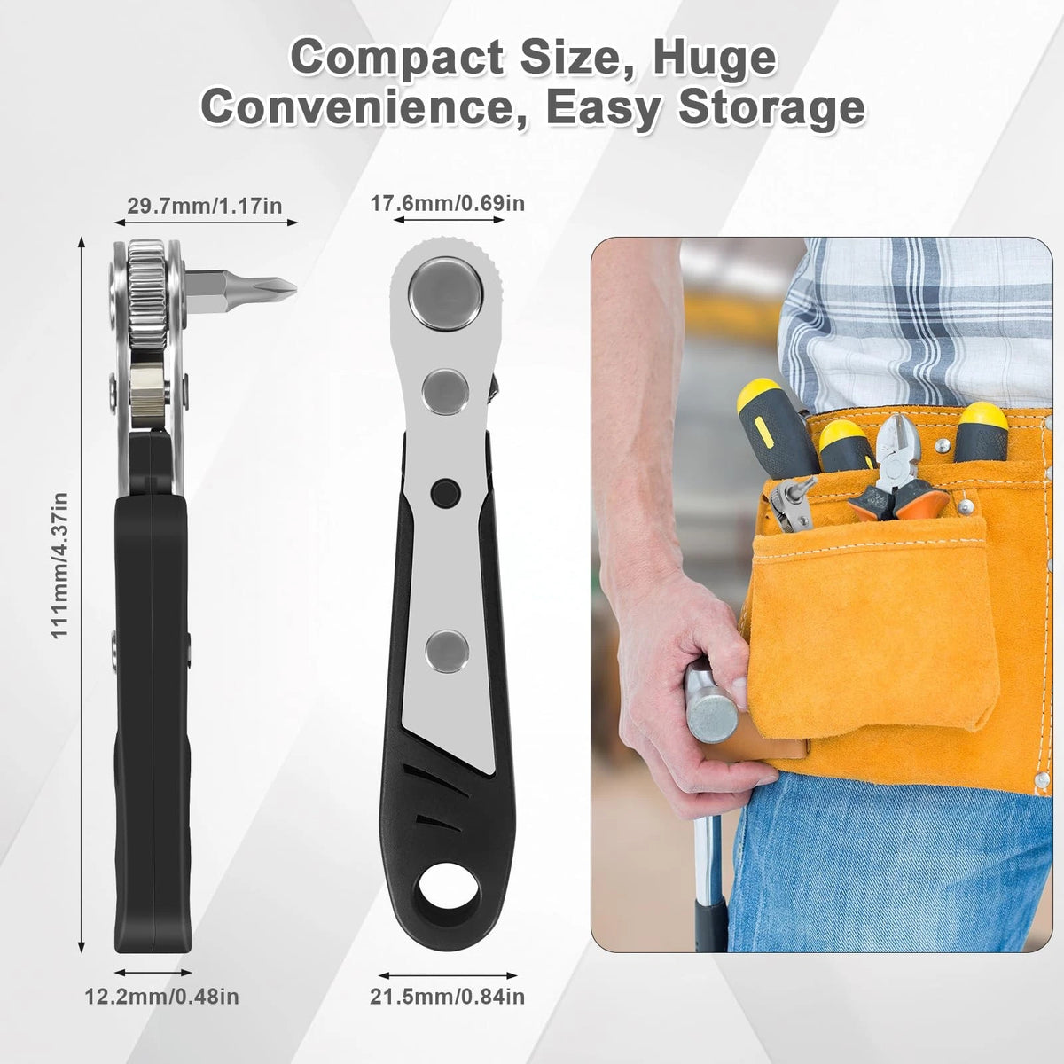 10-In-1 Angled Ratchet Screwdriver Set - 90 Degree Right Angle, Black
