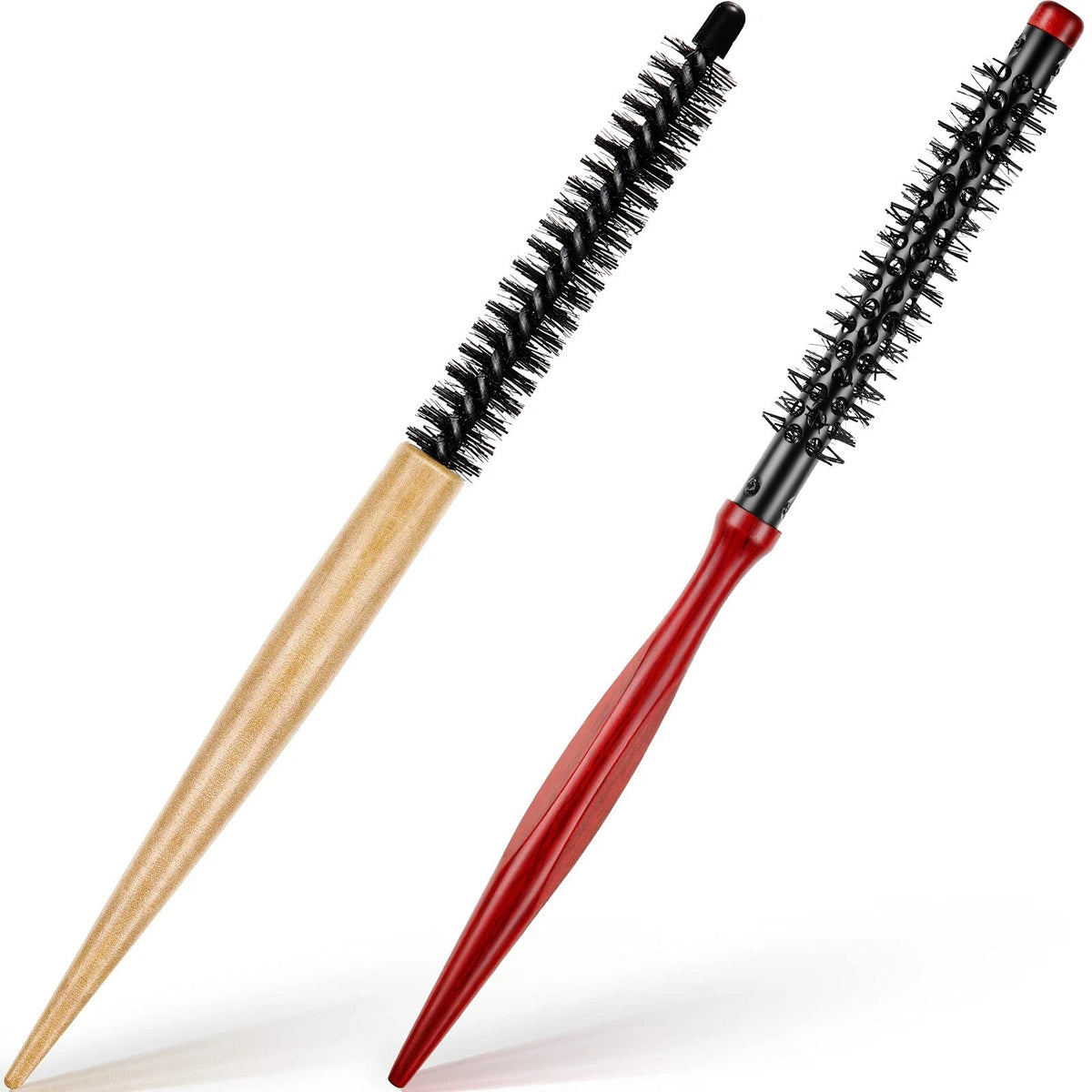 2X Small Round Hair Brush Mini Wood Roller for Red Black