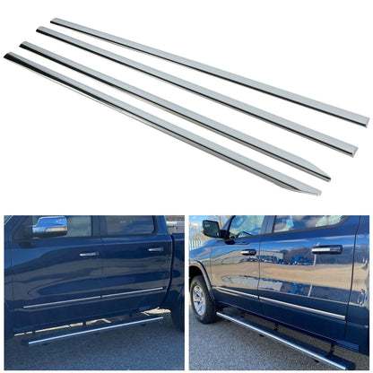 Set of 4 Chrome Body Side Molding Trim for Dodge Ram 1500 (2019–2025)
