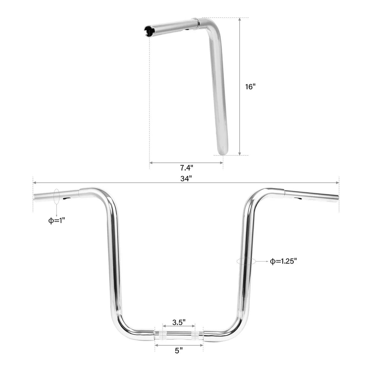 Ape Hanger Handlebar 1-1/4" for Harley Softail FXST Sportster XL (16")