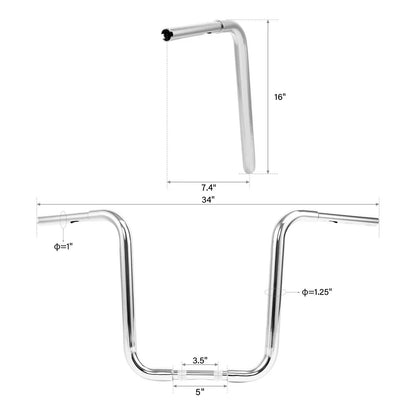 Ape Hanger Handlebar 1-1/4" for Harley Softail FXST Sportster XL (16")