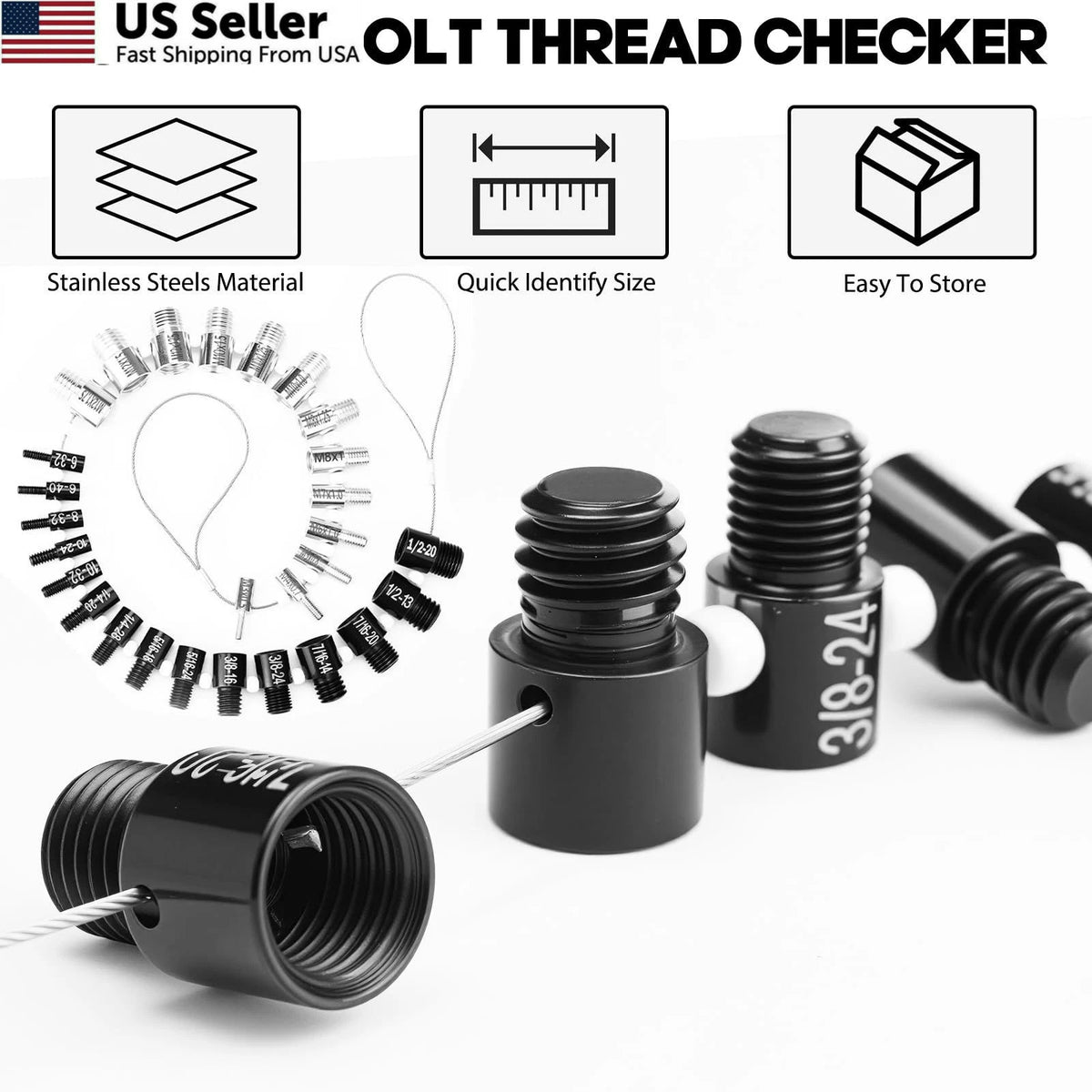 Nut and Bolt Thread Checker 28 Gauges for Automotive (15 Inch & 13 Metric)