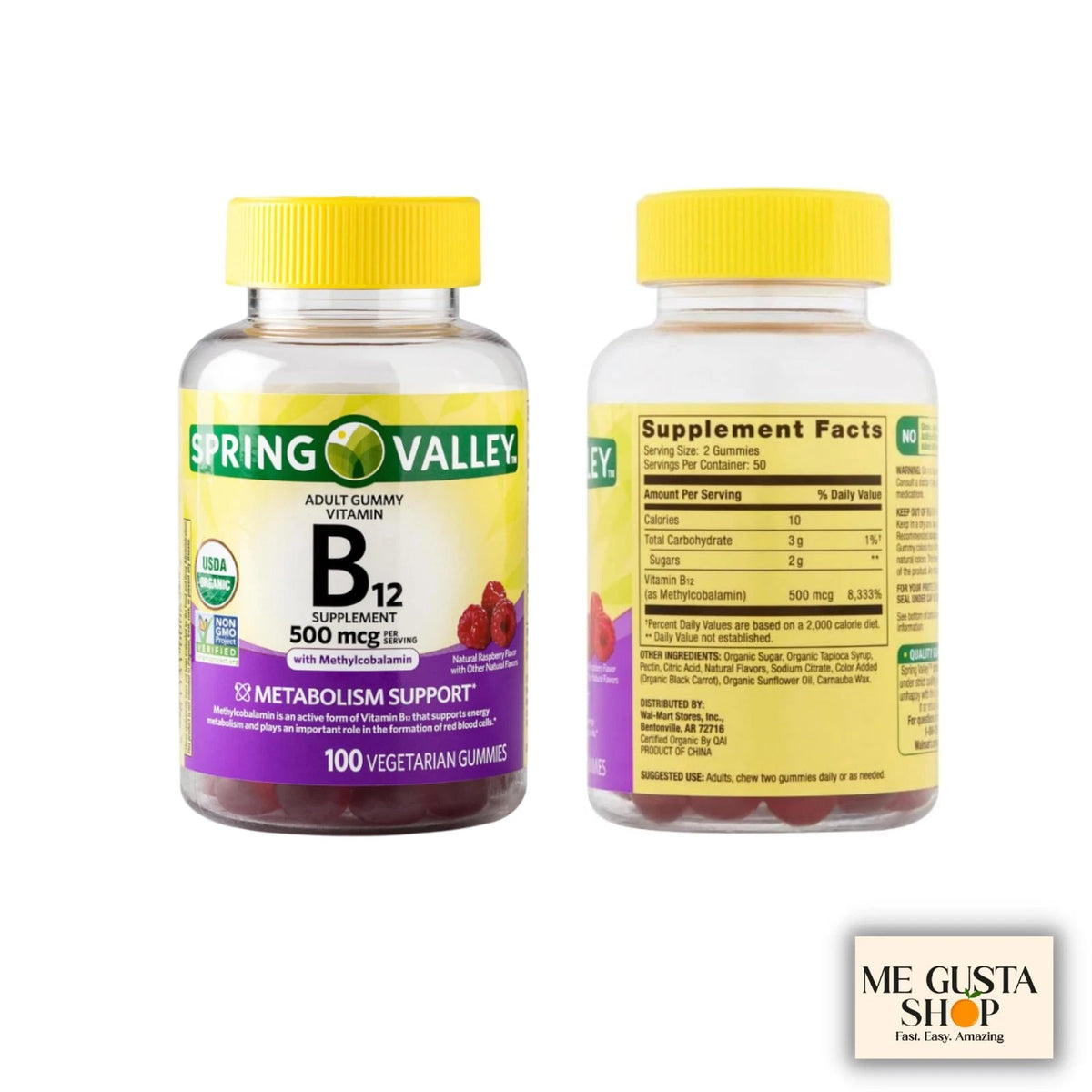 B12 500 mcg Gummies for Spring Vallley (100 Count) Raspberry Flavor