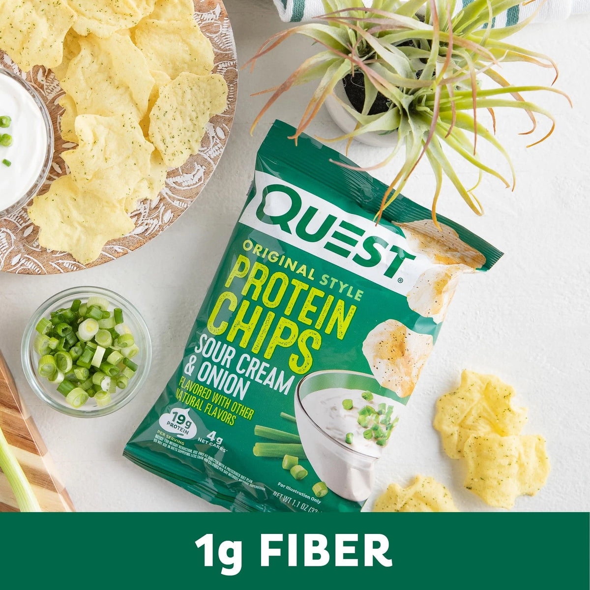 Pack of 4 Quest Nutrition Sour Cream & Onion Protein Chips 19g