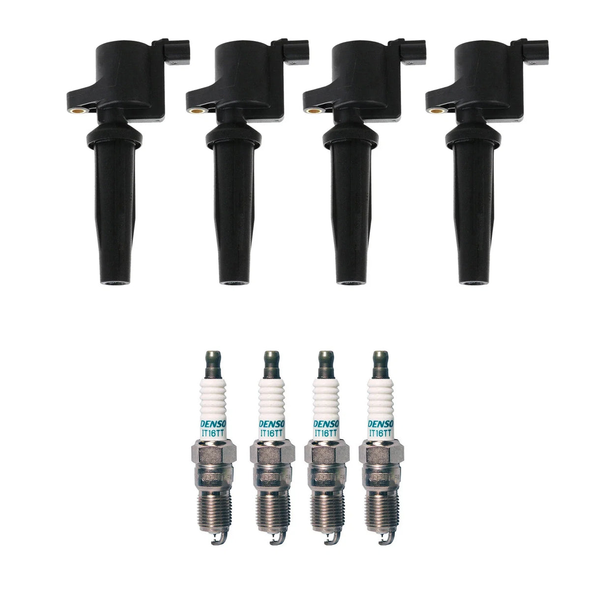 Set of 4 Ignition Coils & 4 Iridium TT Spark Plugs for Ford Focus (2000–2007)
