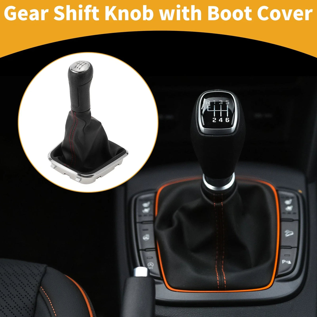 6 Speed Gear Shifter Knob with Cover for VW Polo (2014–2017)