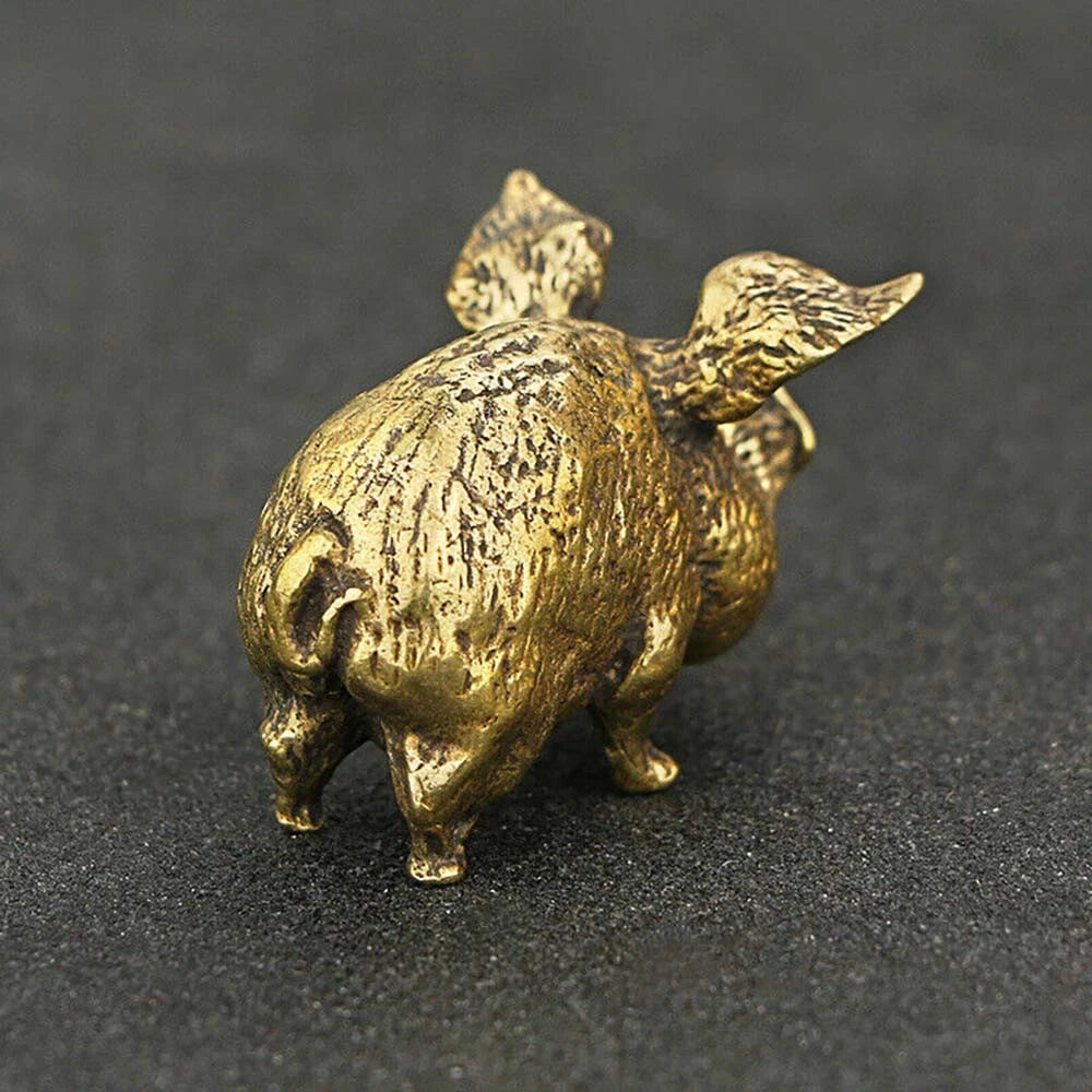Brass Pig Figurine Statue for Home Office Desktop Decoration