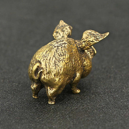 Brass Pig Figurine Statue for Home Office Desktop Decoration