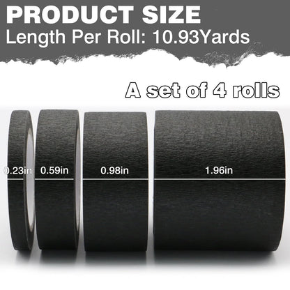 Black Painters Tape Masking 0.24/0.6/1/2 Inch Wide x 11 Yards
