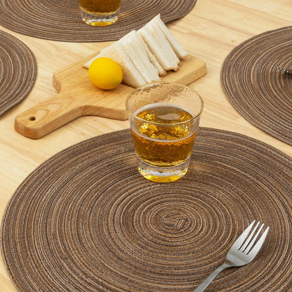 Set of 4 Round Braided Placemats for Home Dining (Washable, Heat Resistant)