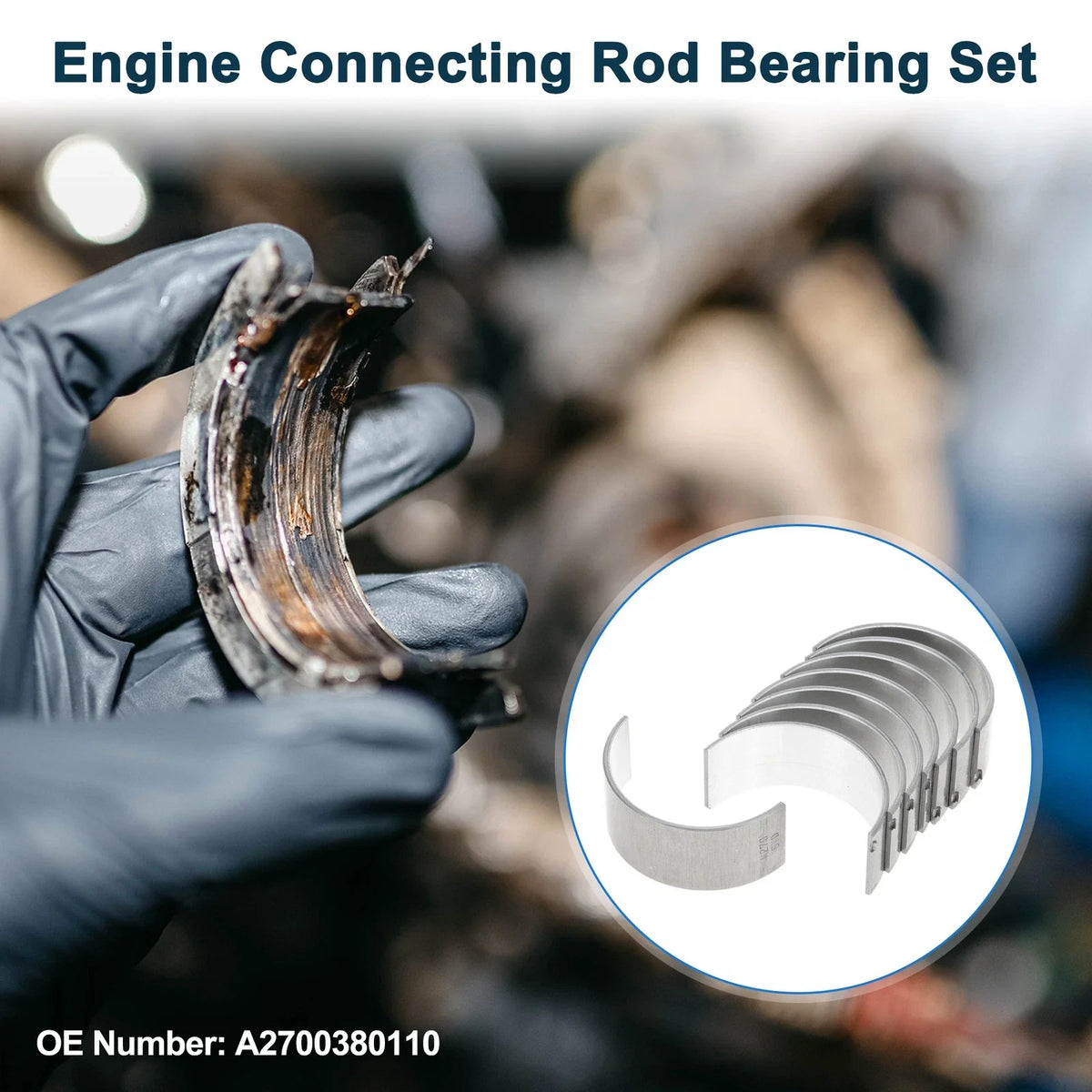 Set of 8 Connecting Rod Bearings for Mercedes-Benz (No.A2700380110)