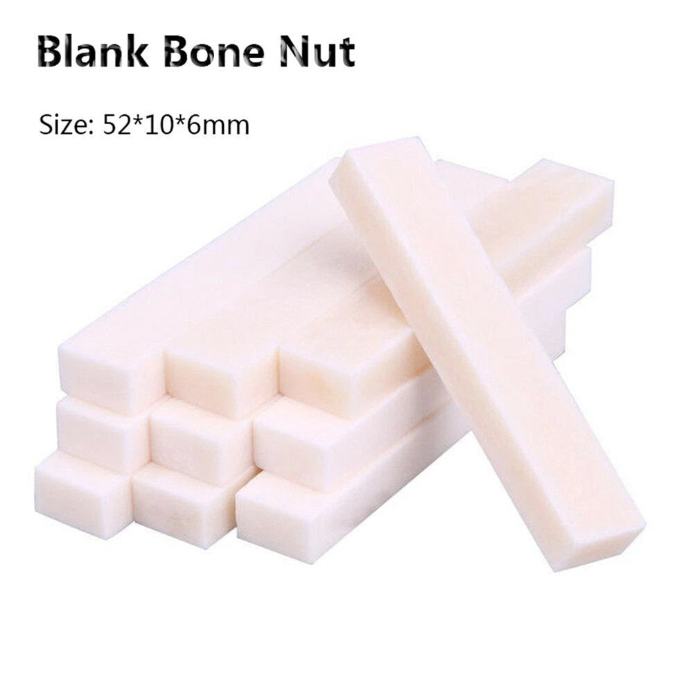 10PCS Unbleached Bone Nut for Guitar Bass Ukulele (52x10x6mm)