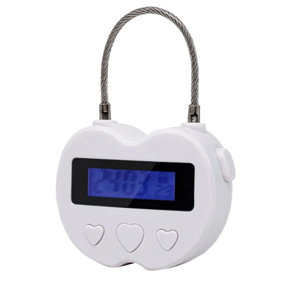 2X White USB Rechargeable Smart Times Lock LCD Display Timer Padlock