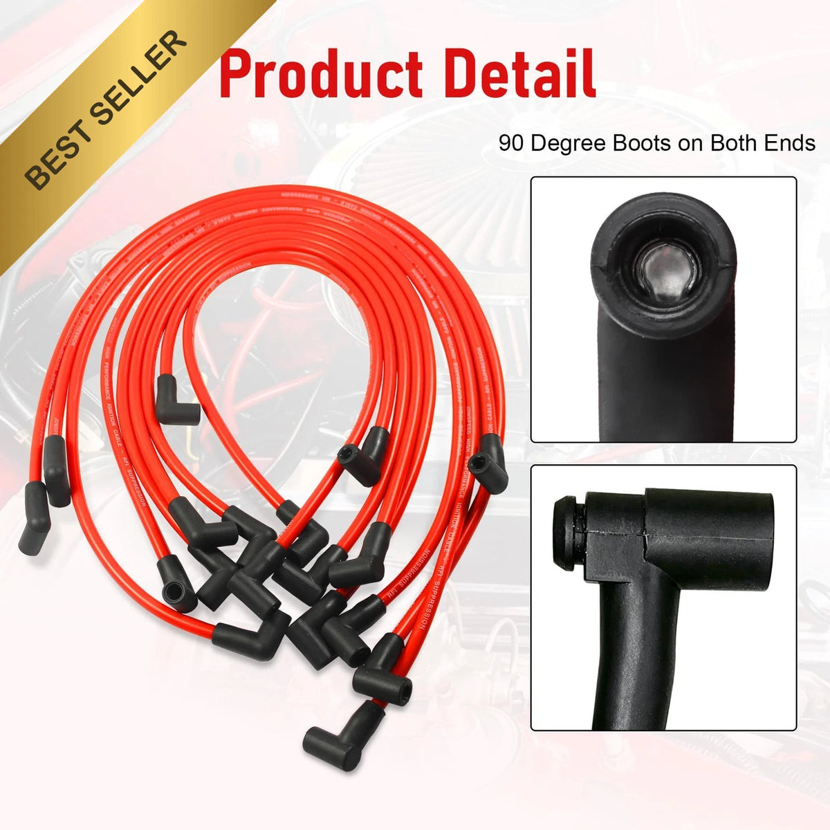 10.5mm HEI Spark Plug Wire Set for SBC BBC Electronic Ignition