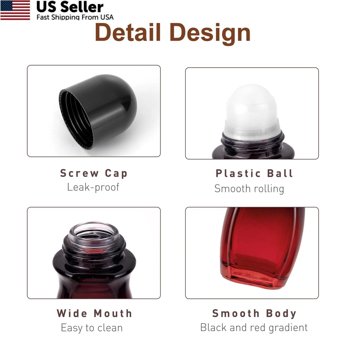 3-Pack Glass Deodorant Roller Bottles for Various Uses (50ML)