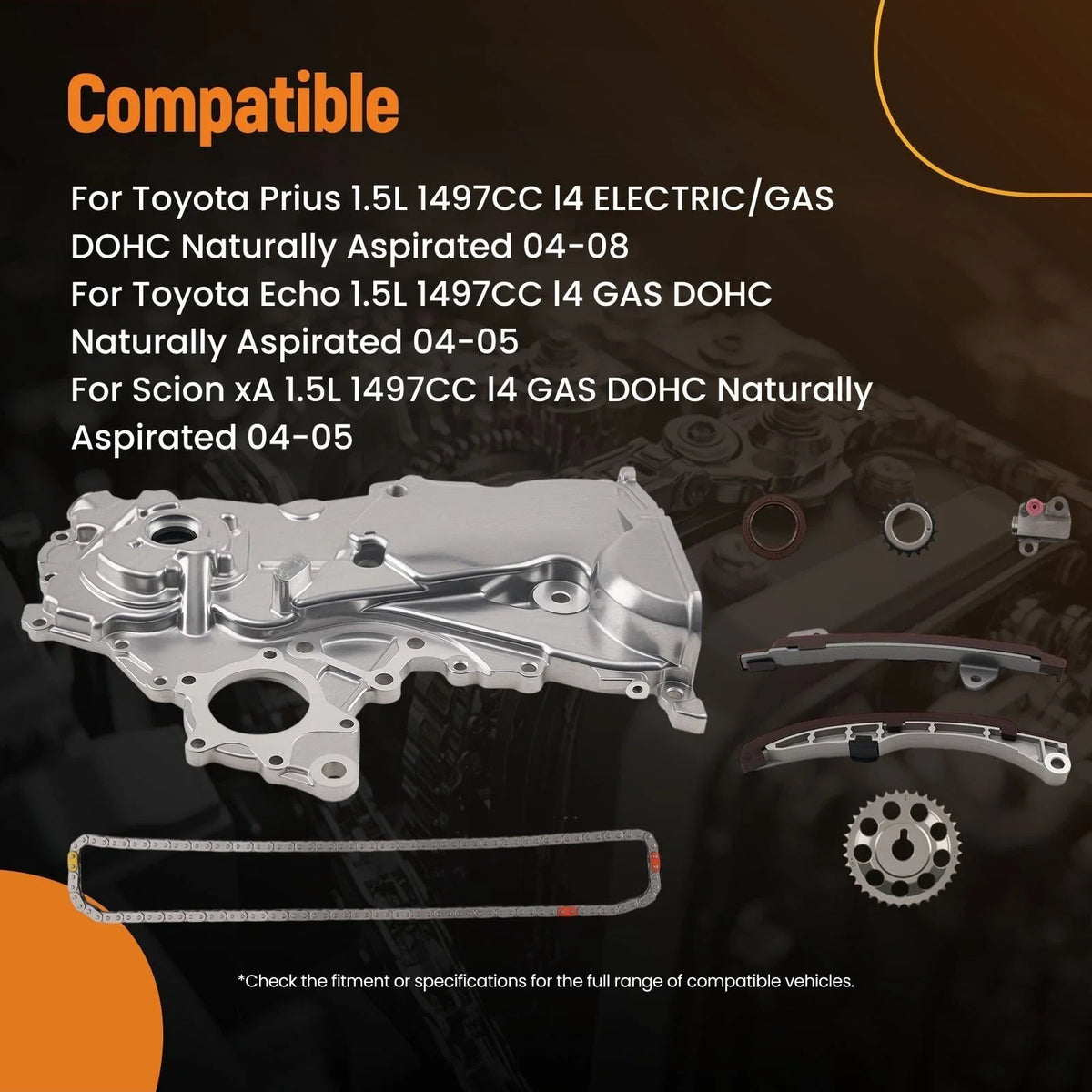 Engine Timing Chain Kit for Toyota Echo 1.5L (2004–2005) 15100-21042 w/Guide