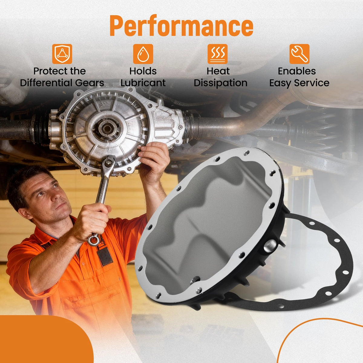 Black Differential Cover for Jeep Wrangler (1987–1995) SPC4908BKKIT, GKCTVD