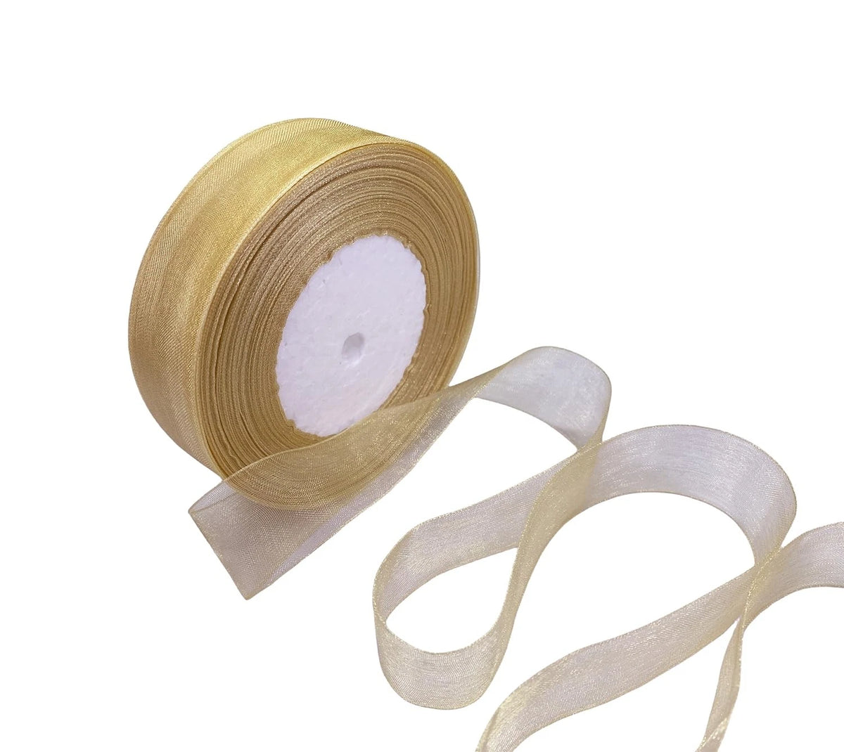 1 Inch Sheer Organza Ribbon for Crafting (50 Yards, Gold)